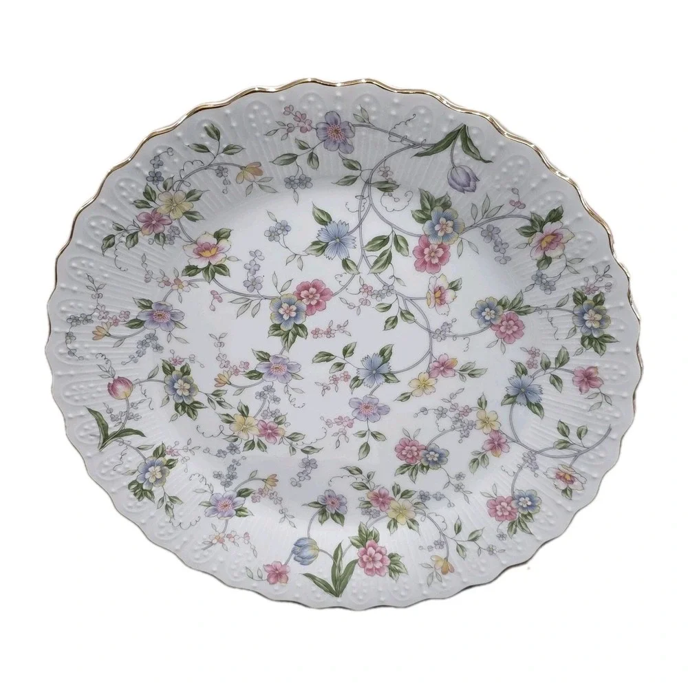 Vintage Ceramic‎ Corona Fine China Gold Rimmed Floral Pattern Plate With Spatula